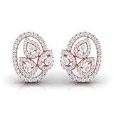 Ivana Jewels Earrings Pear & Round Diamond Leaf Stud Earrings