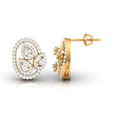 Ivana Jewels Earrings Pear & Round Diamond Leaf Stud Earrings