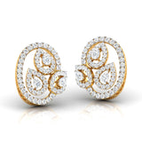 Ivana Jewels Earrings Pear & Round Diamond Leaf Stud Earrings