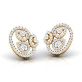 Ivana Jewels Earrings Pear & Round Diamond Leaf Stud Earrings