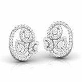 Ivana Jewels Earrings Pear & Round Diamond Leaf Stud Earrings