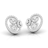 Ivana Jewels Earrings Pear & Round Diamond Leaf Stud Earrings