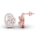 Ivana Jewels Earrings Pear & Round Diamond Leaf Stud Earrings