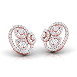 Ivana Jewels Earrings Pear & Round Diamond Leaf Stud Earrings