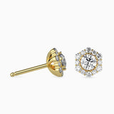 Ivana Jewels Earrings Round Diamonds Halo Studs Earring