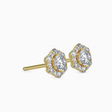 Ivana Jewels Earrings Round Diamonds Halo Studs Earring