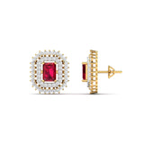 Ivana Jewels Earrings Ruby and Diamond Stud Earrings
