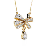 Buy Bow and Stone Diamond Pendant Online from Ivana Jewels Best lab grown diamond jewellery brand
