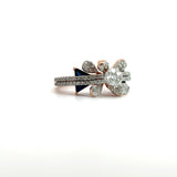 Ivana Jewels Rings Dazzling Blue Triangle Stone & Round Diamonds Cocktail Ring