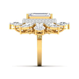 Ivana Jewels Rings Dramatic Emerald Cut Diamond Halo Ring