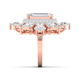 Ivana Jewels Rings Dramatic Emerald Cut Diamond Halo Ring