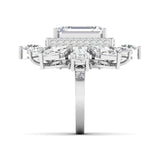Ivana Jewels Rings Dramatic Emerald Cut Diamond Halo Ring
