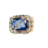 Ivana Jewels Rings Emerald Blue Gemstone & Fancy Marquise, Baguette, Pear Shape Diamonds Ring