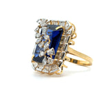 Ivana Jewels Rings Emerald Blue Gemstone & Fancy Marquise, Baguette, Pear Shape Diamonds Ring