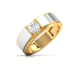 Ivana Jewels Rings Luxurious Dual-Tone Wedding Ring with Diamond Center
