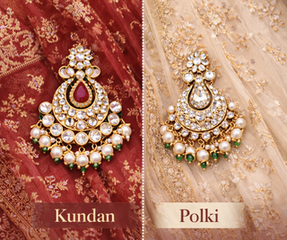 difference between kundan and polki jewellery