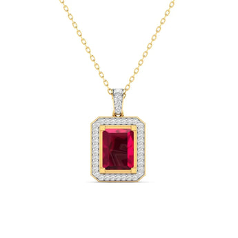 0.68 Carat Ruby and Diamond Gold Pendant - Best Lab Grown Diamond.