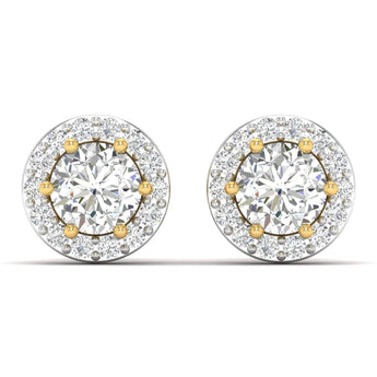 Buy 1 Carat Halo Two-Tone Diamond Stud Earring from Ivana Jewels Best lab grown diamond jewellery brand