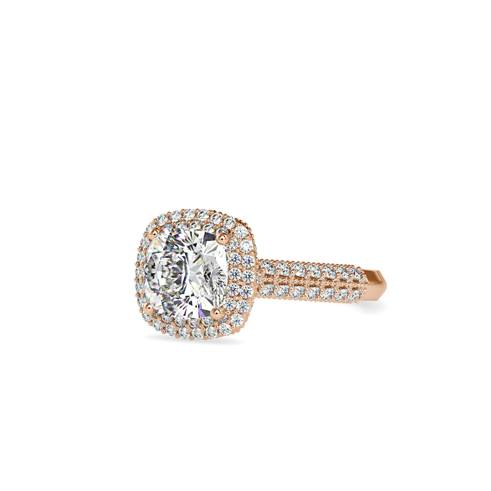 Lab Grown Cushion Shape Diamond Halo Engagement Ring