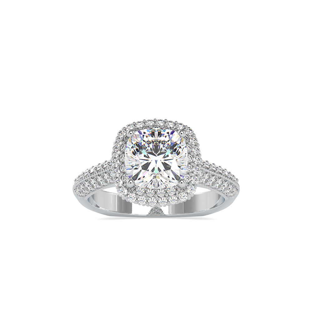 Lab Grown Cushion Shape Diamond Halo Engagement Ring