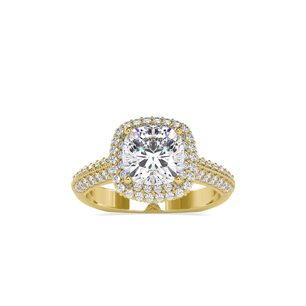 Lab Grown Cushion Shape Diamond Halo Engagement Ring