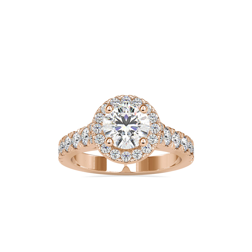 Solitaire Halo Round Cut Diamond Engagement Ring