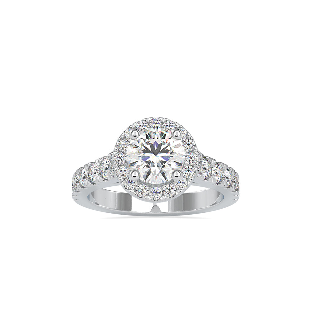 Solitaire Halo Round Cut Diamond Engagement Ring