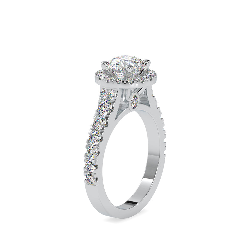 Solitaire Halo Round Cut Diamond Engagement Ring