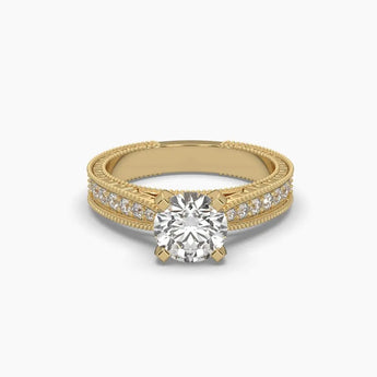 Buy Gold Round Cut Diamond Engagement Ring from Ivana Jewels Best lab grown diamond jewellery brand