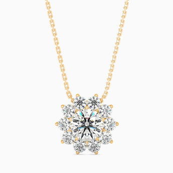 Shop 1 Carat Flower Solitaire Diamond Pendant Online | Ivana Jewels Best lab grown diamond jewellery brand