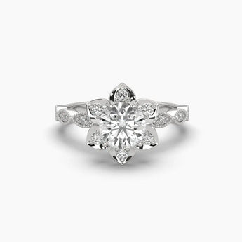 Buy Round Floral Diamond Engagement Ring from Ivana Jewels Best lab grown diamond jewellery brand