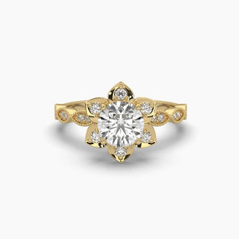 Buy Round Floral Diamond Engagement Ring from Ivana Jewels Best lab grown diamond jewellery brand
