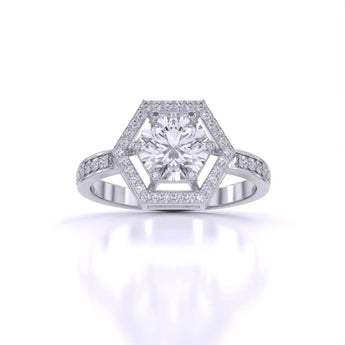 Buy Hexagonal Halo Diamond Engagement Ring from Ivana Jewels Best lab grown diamond jewellery brand