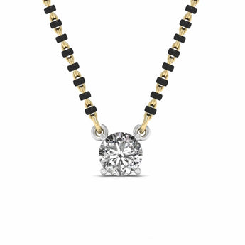 Buy 1 Carat Round Solitaire Diamond Mangalsutra Online | Ivana Jewels Best lab grown diamond jewellery brand