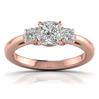Buy Cushion Trio Diamond Engagement Ring from Ivana Jewels Best lab grown diamond jewellery brand
