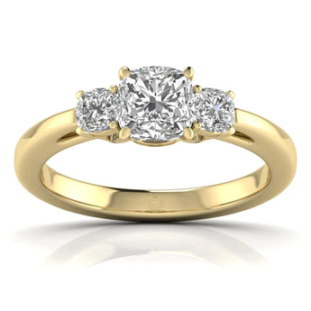 Buy Cushion Trio Diamond Engagement Ring from Ivana Jewels Best lab grown diamond jewellery brand