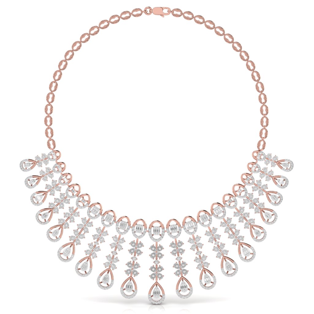 IVANA Sparkling Elegance Heavily Embellished Round & Baguette Cut Diamond Necklace