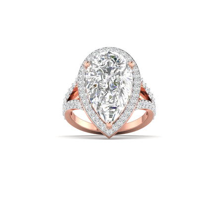 Pear-Shaped Diamond Halo Ring in Rose Gold