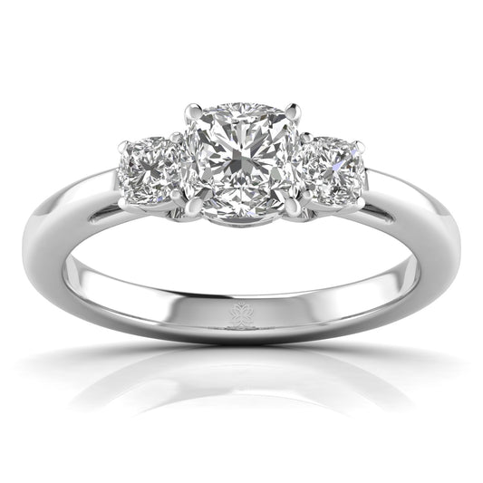 1.3 Carat Cushion Trio Diamonds Ring