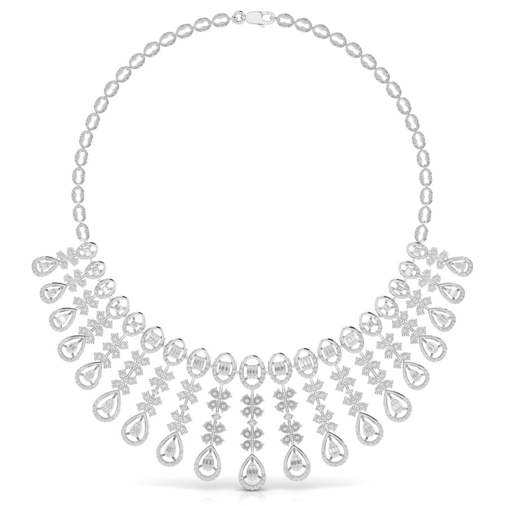 IVANA Sparkling Elegance Heavily Embellished Round & Baguette Cut Diamond Necklace