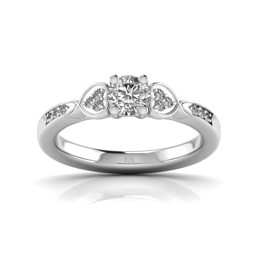 40 Pointer Solitaire Round Diamond Clustered Celebration Ring