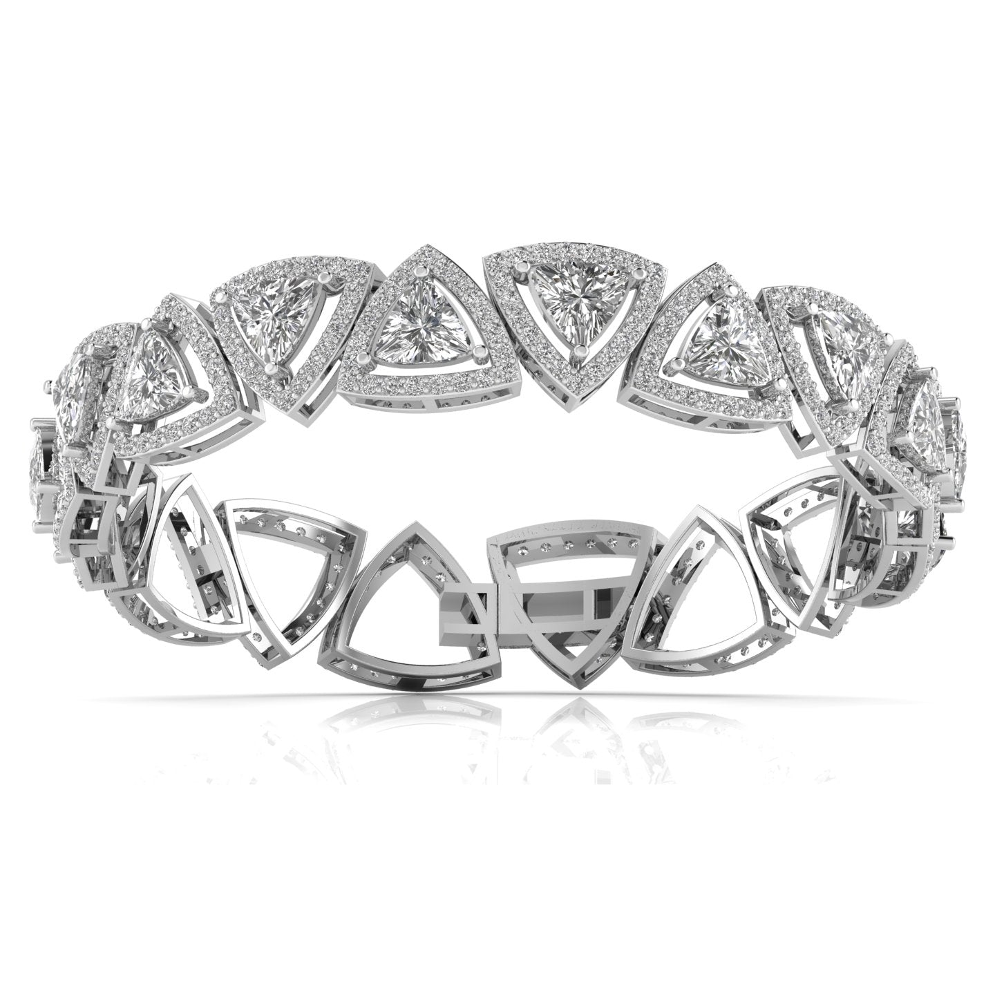 7.2 Carat Trillion Shape Diamonds & Round Cut Side Diamonds Bracelet