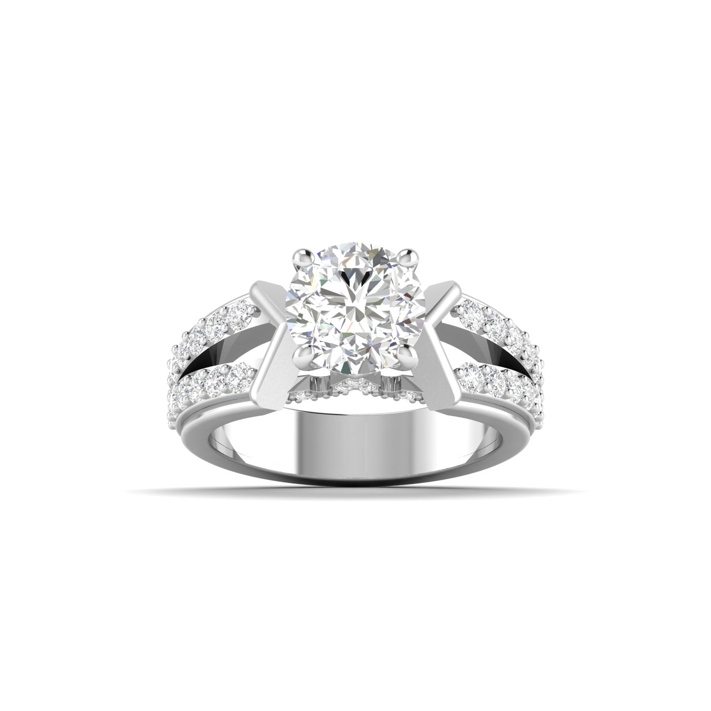 Unique Double Band Diamond Ring for Engagement