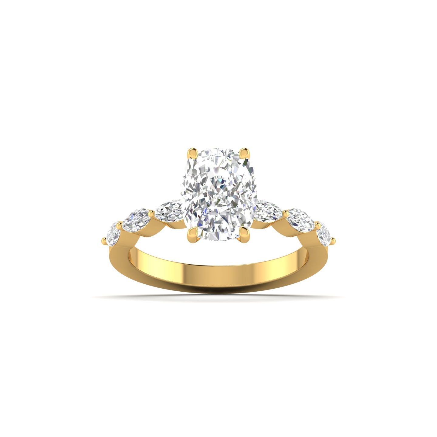 Modern Oval Diamond Ring with Marquise Accents