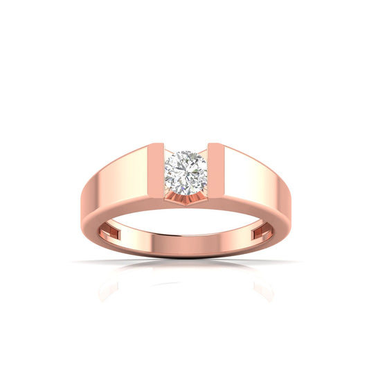 50 Pointers Centre Solitaire Round Diamond Wide Band Ring