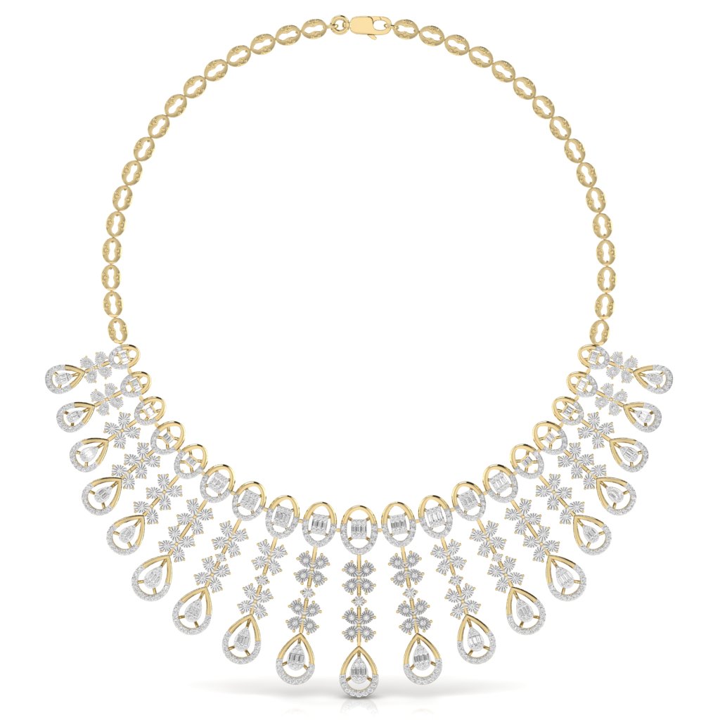 IVANA Sparkling Elegance Heavily Embellished Round & Baguette Cut Diamond Necklace