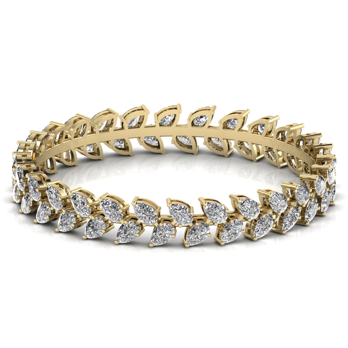 Pear Shape Fancy Diamond Leaf Style Bracelet