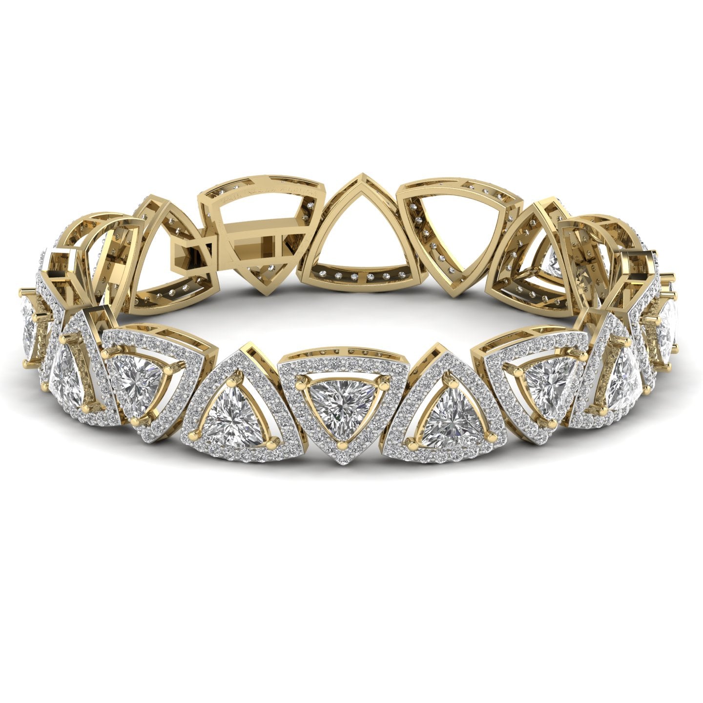 7.2 Carat Trillion Shape Diamonds & Round Cut Side Diamonds Bracelet