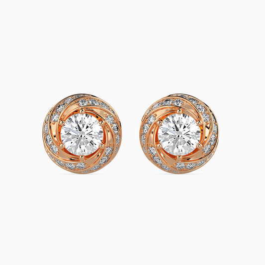 80 Pointers Round Diamond Centre Solitaire Halo Studs Earring