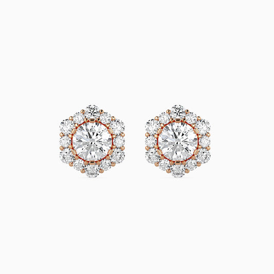 Round Diamonds Halo Studs Earring